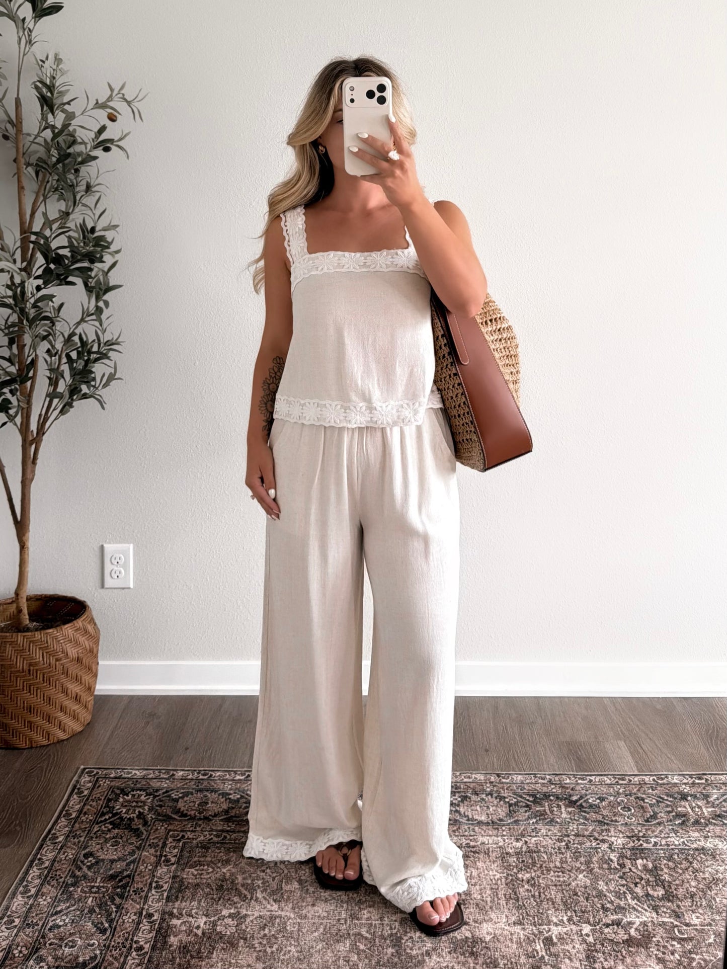 White Sand Linen Pant Set