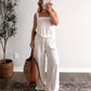 White Sand Linen Pant Set