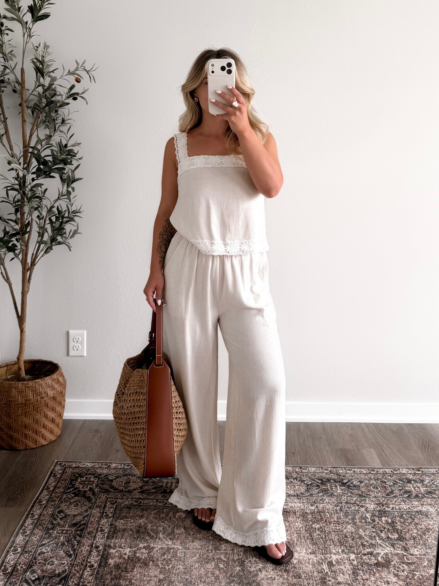 White Sand Linen Pant Set