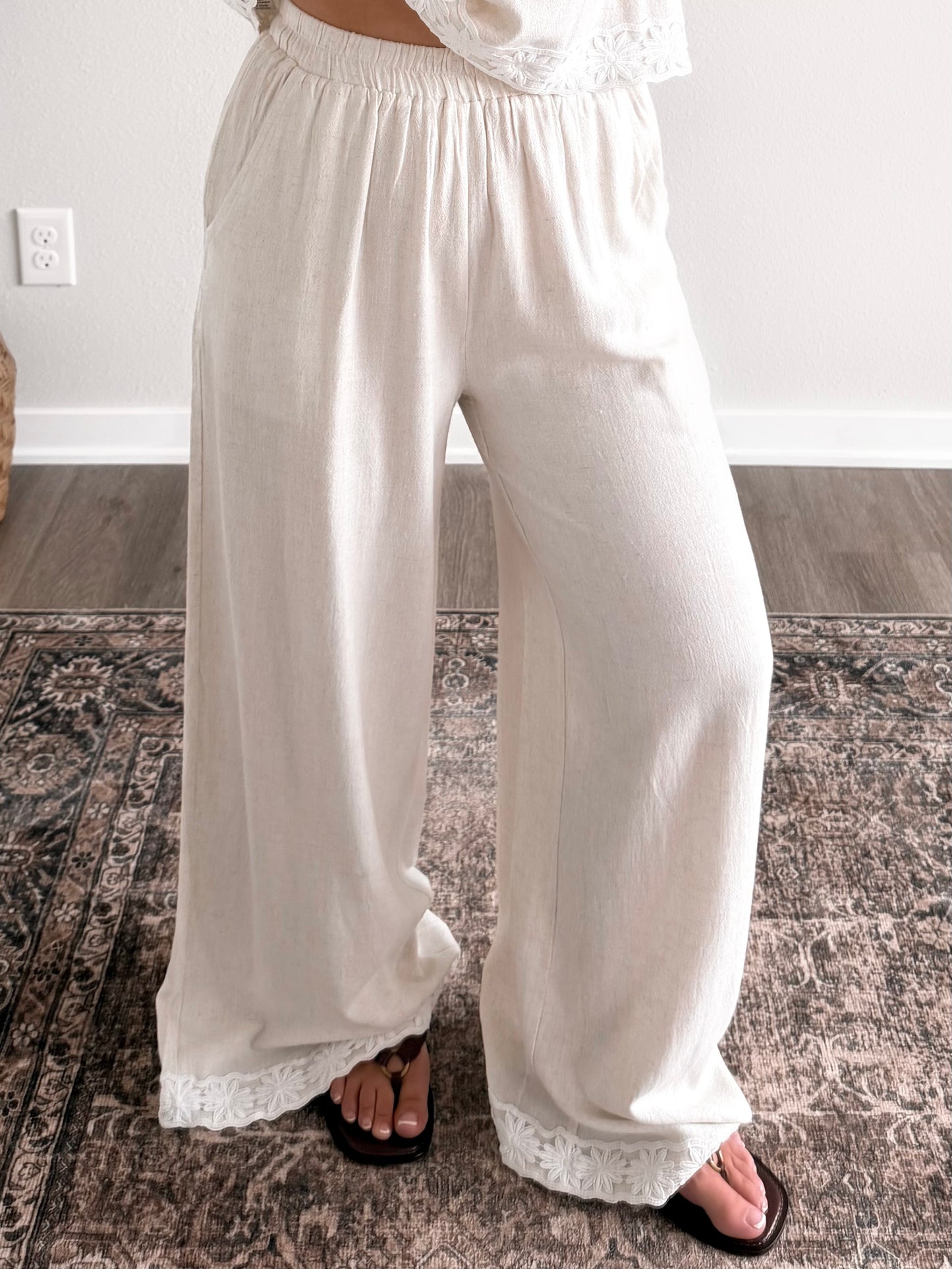 White Sand Linen Pant Set