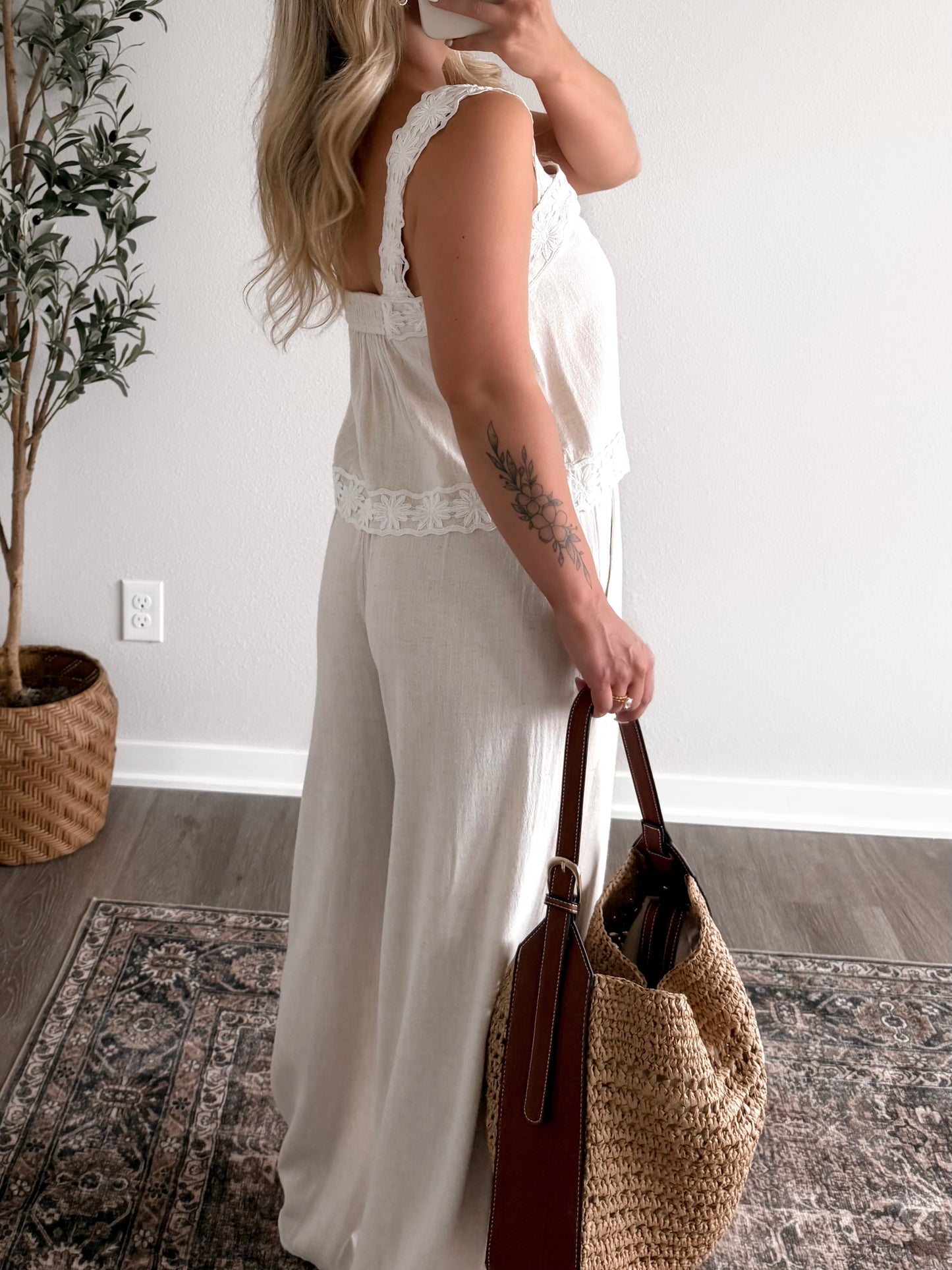 White Sand Linen Pant Set