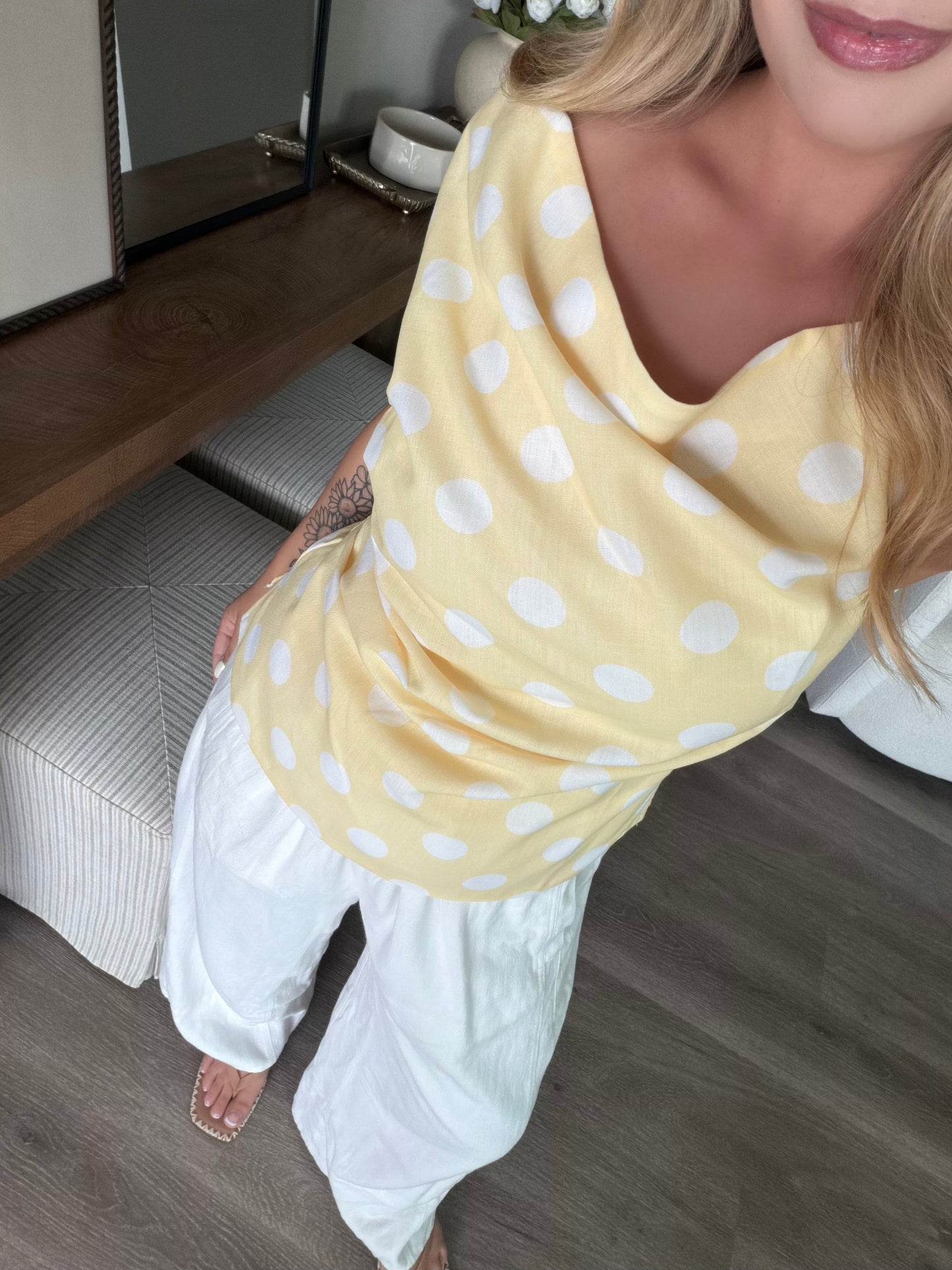 Summer Spritz Polka Dot Top / Yellow