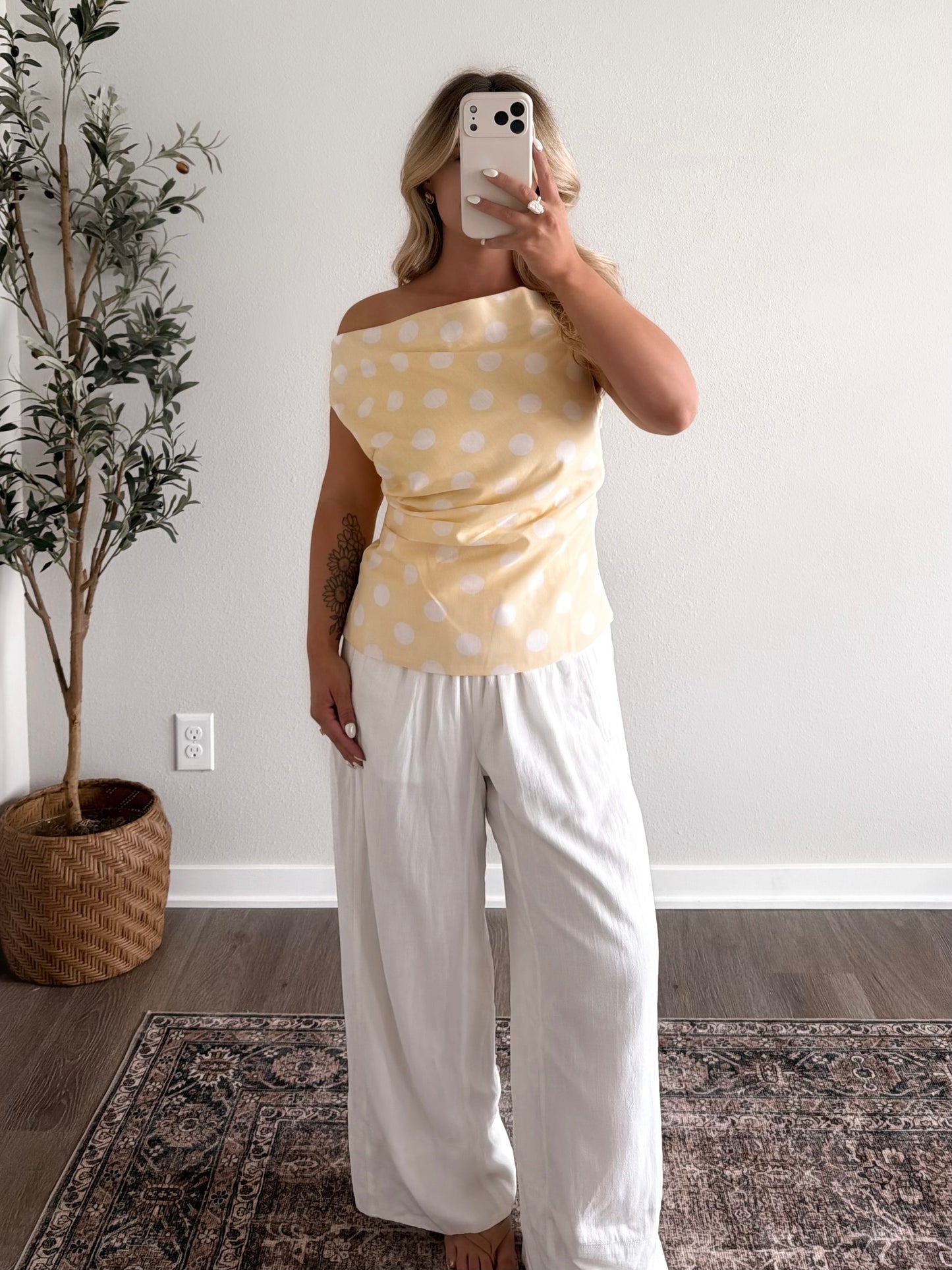 Summer Spritz Polka Dot Top / Yellow