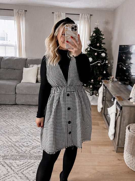 Out On The Town Tweed Overall Dress Final Sale