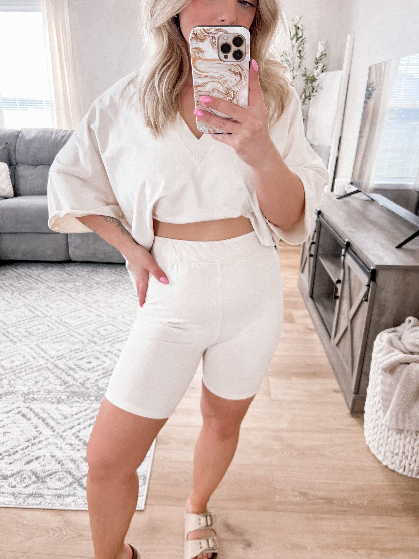 Kay Biker Shorts - Cream Final Sale