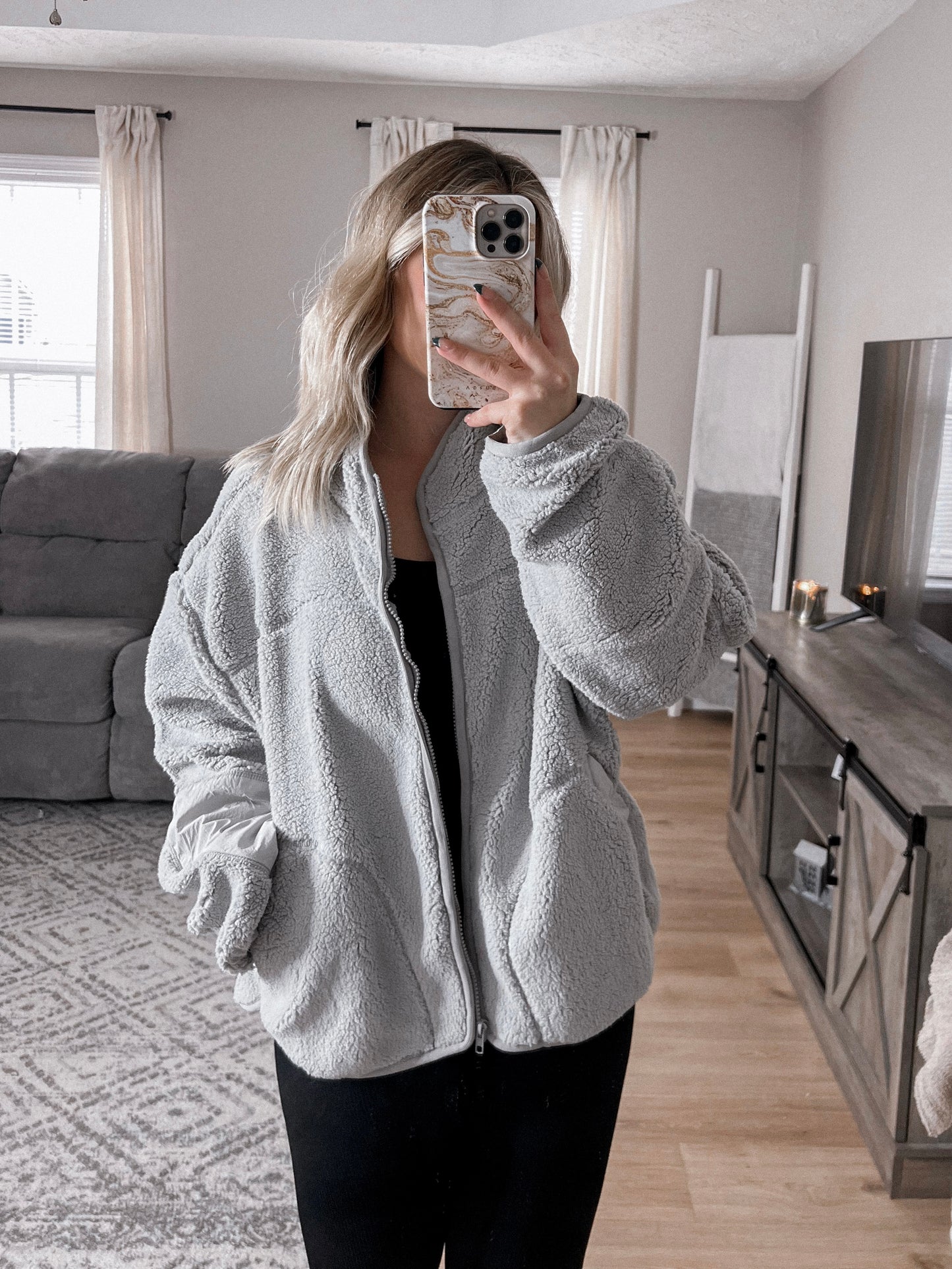 Simply Gray Sherpa Jacket Final Sale