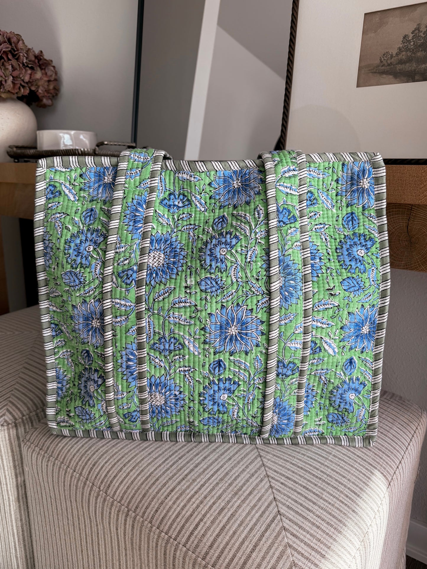 Meadow Blue Floral Tote Bag