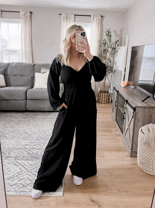 Working Gal Black Jumpsuit Final Sale