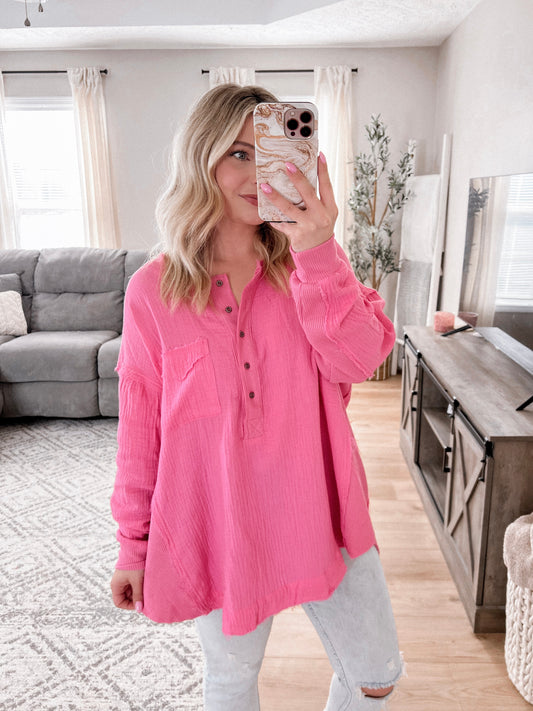 Promise Me Pink Henley Tunic FInal Sale