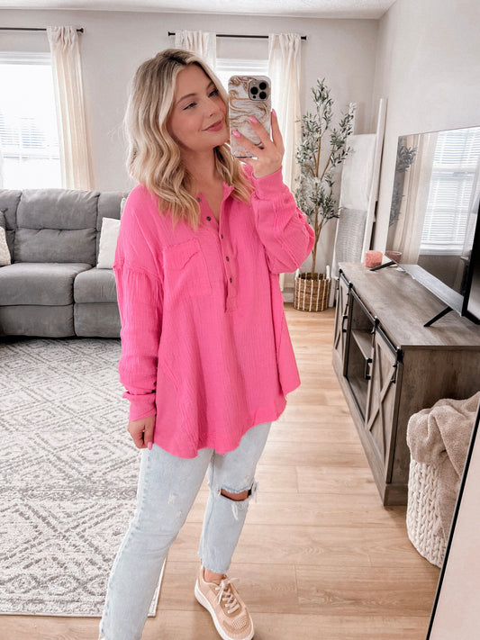 Promise Me Pink Henley Tunic FInal Sale