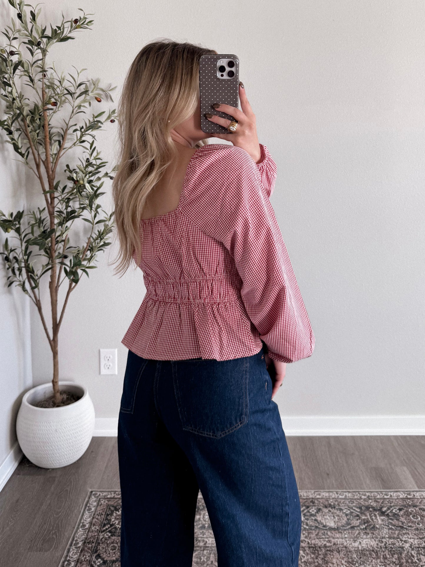 Rosette Bow Gingham Top