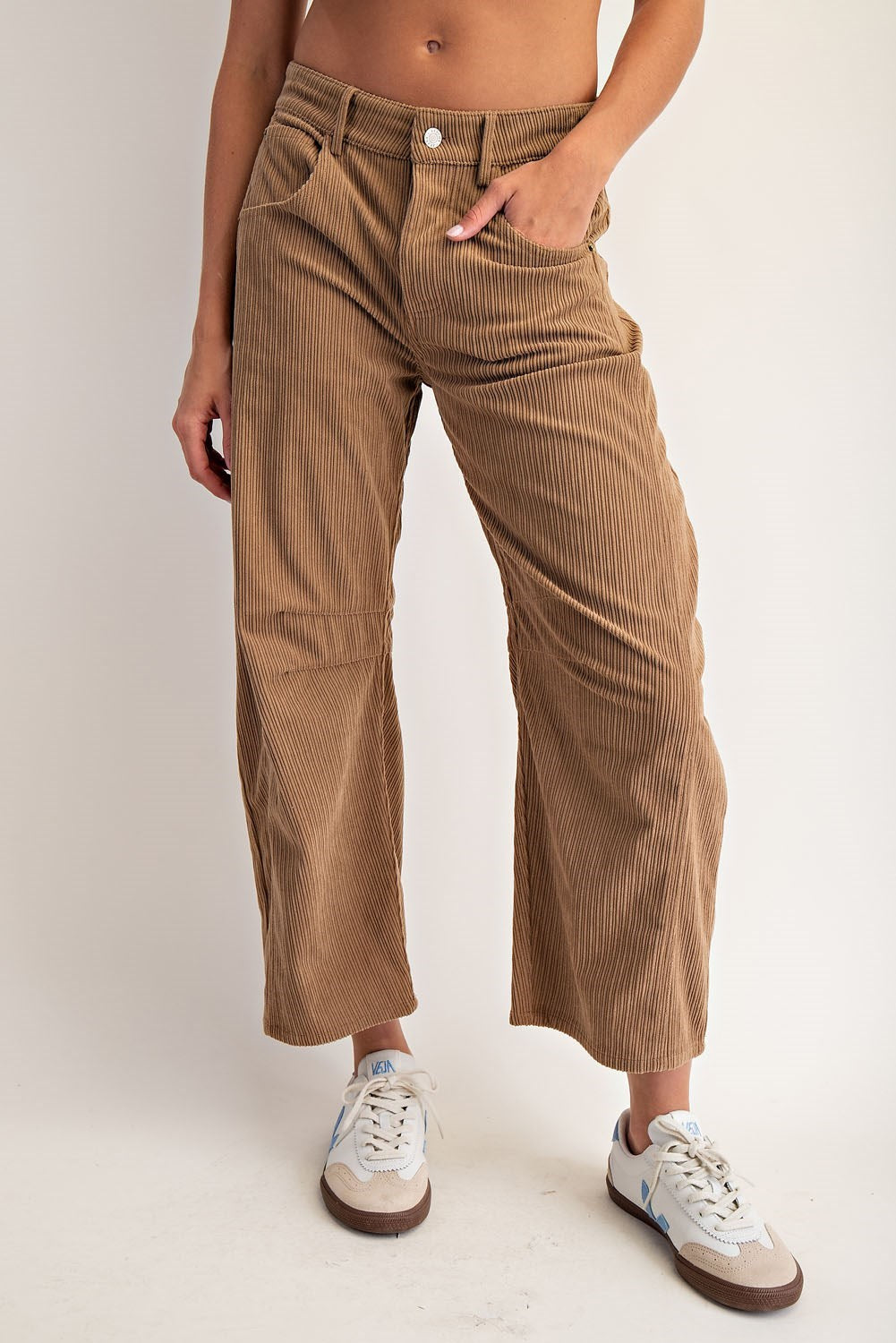 Caramel Corduroy Barrel Pants