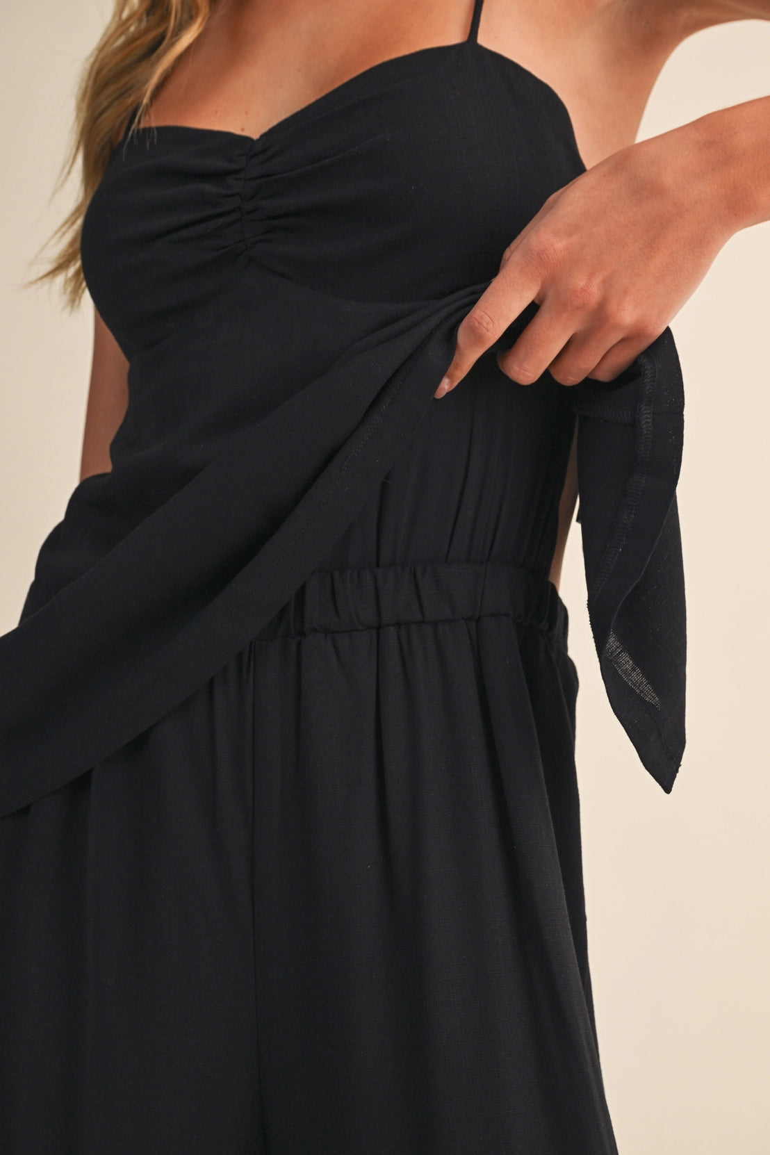 Coastal Night Linen Jumpsuit / Black